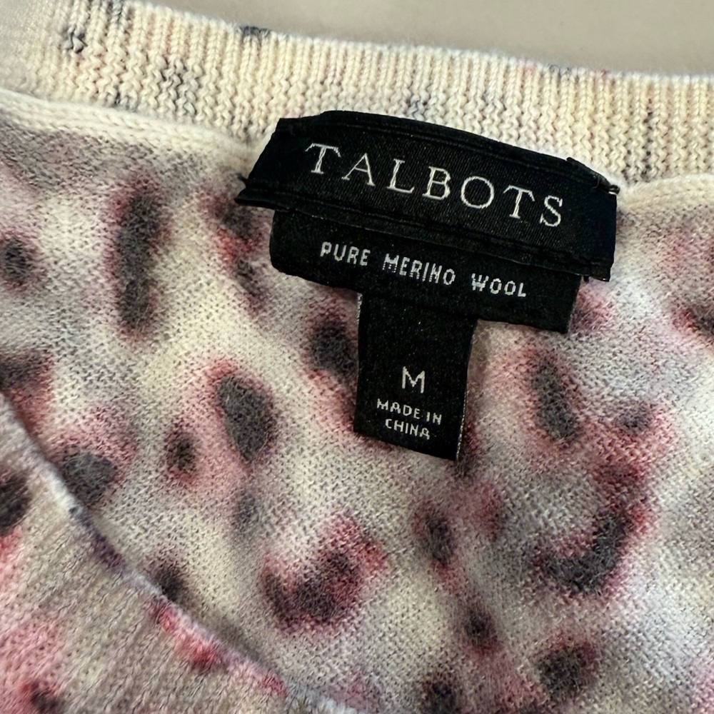 Talbots Charming Cardigan Animal Print Sz M - Picture 3 of 8